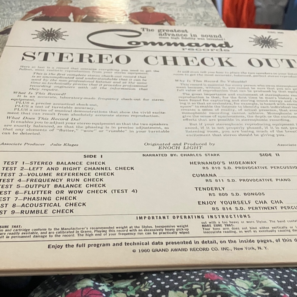 Command Stereo Check Out Vinyl Record - Picture 2 of 2